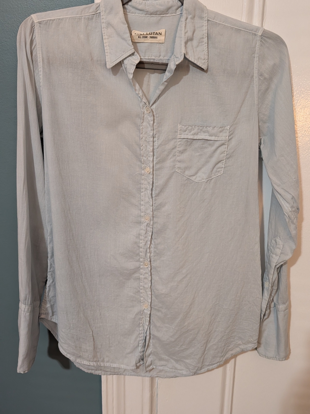 Nili Lotan Light Blue Button-Down Shirt, Small
